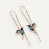 Enamel Hummingbird and Cubic Zirconia Earrings