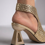 Graciela™ | Sandalia Elegante Trenzada de Tacón Geométrico