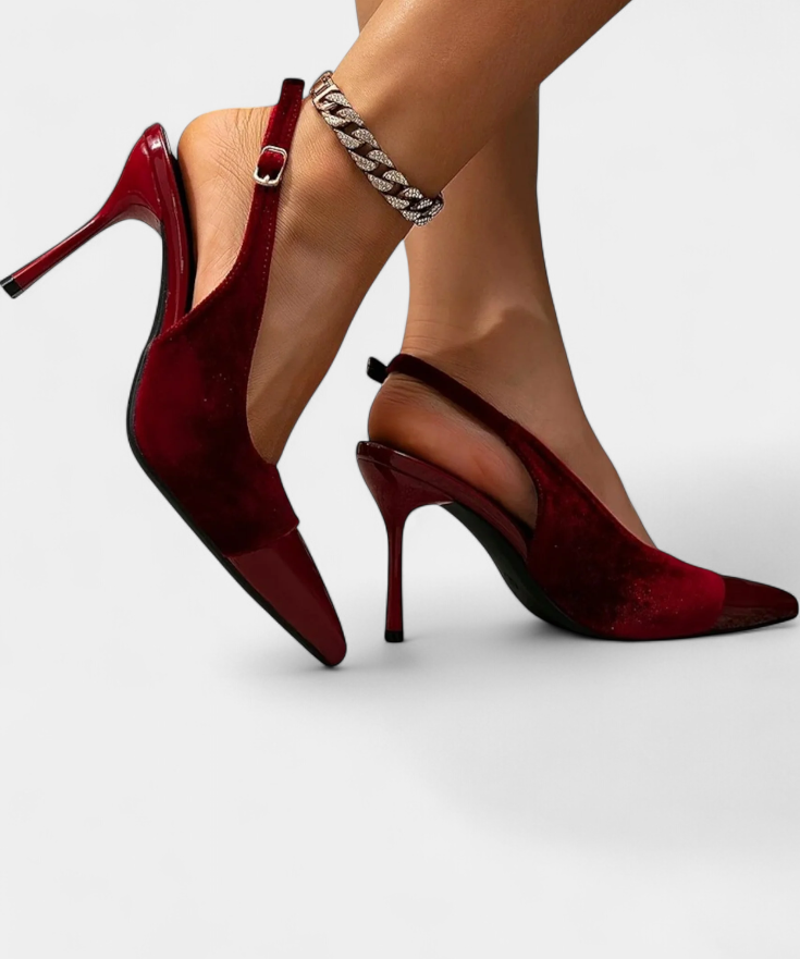 Candice Tacones Stiletto de Terciopelo con Patchwork