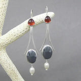 Vintage Red Crystal and Pearl Earrings