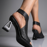 Graciela™ | Sandalia Elegante Trenzada de Tacón Geométrico